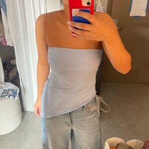 Urban Outfitters Strapless Asymmetrical Top- Light Blue